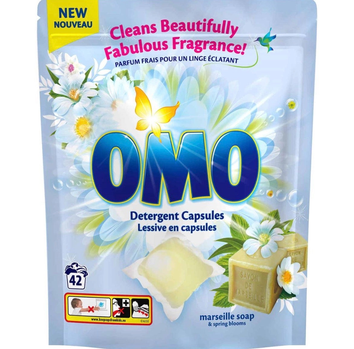Omo Capsules Lessive Savon de Marseille 42 Capsules