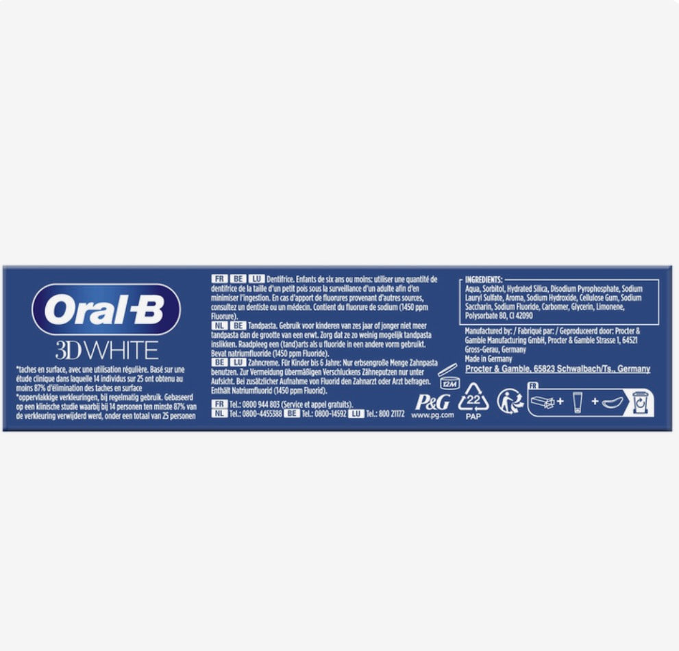 Oral-B Dentifrice 3D White Menthe 75ml