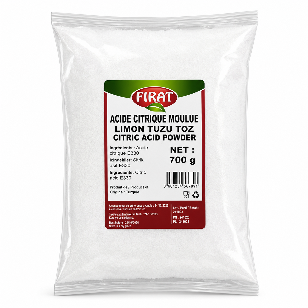 Fırat Limon Tuzu Poşet (350g / 700g) – Acide citrique citronné