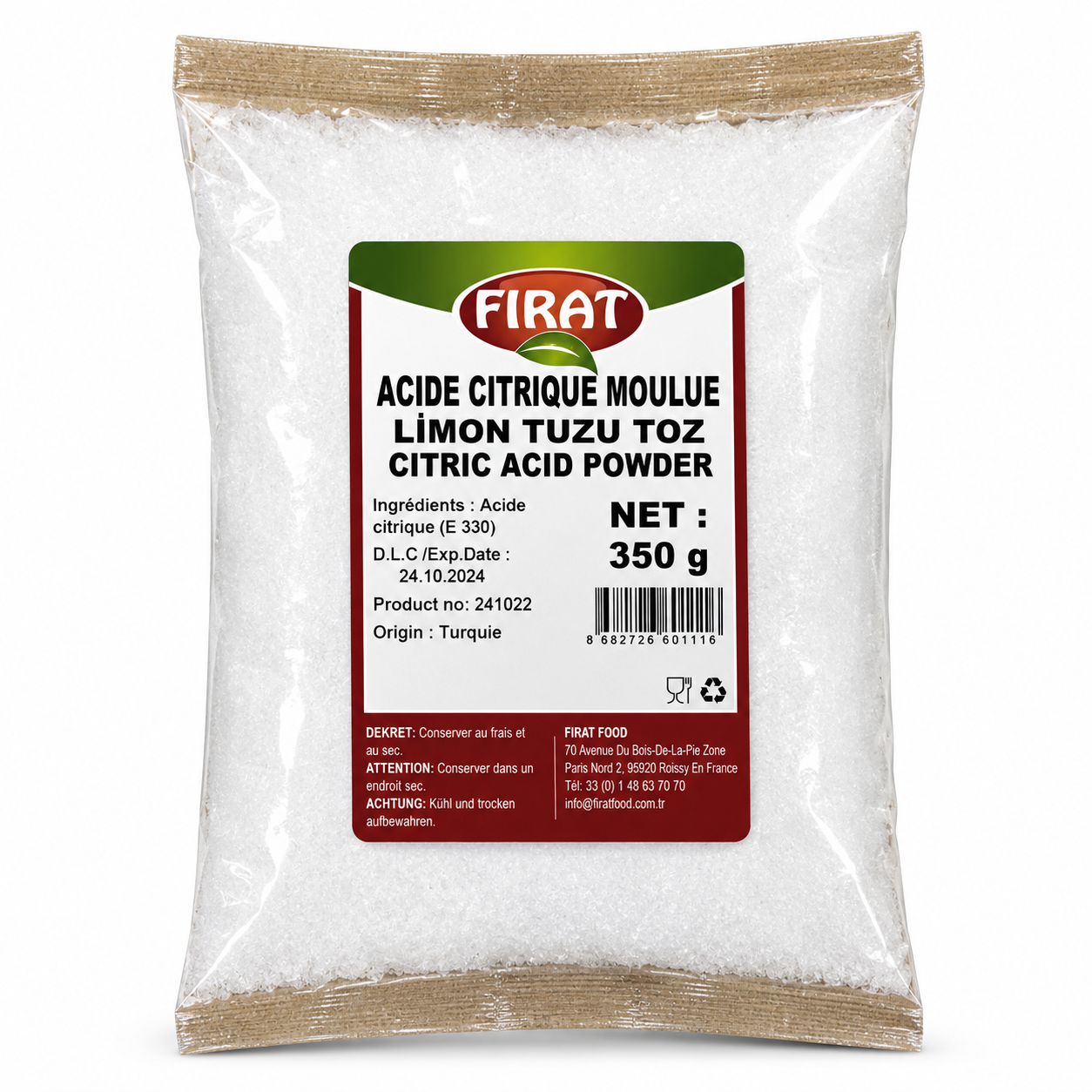 Fırat Limon Tuzu Poşet (350g / 700g) – Acide citrique citronné