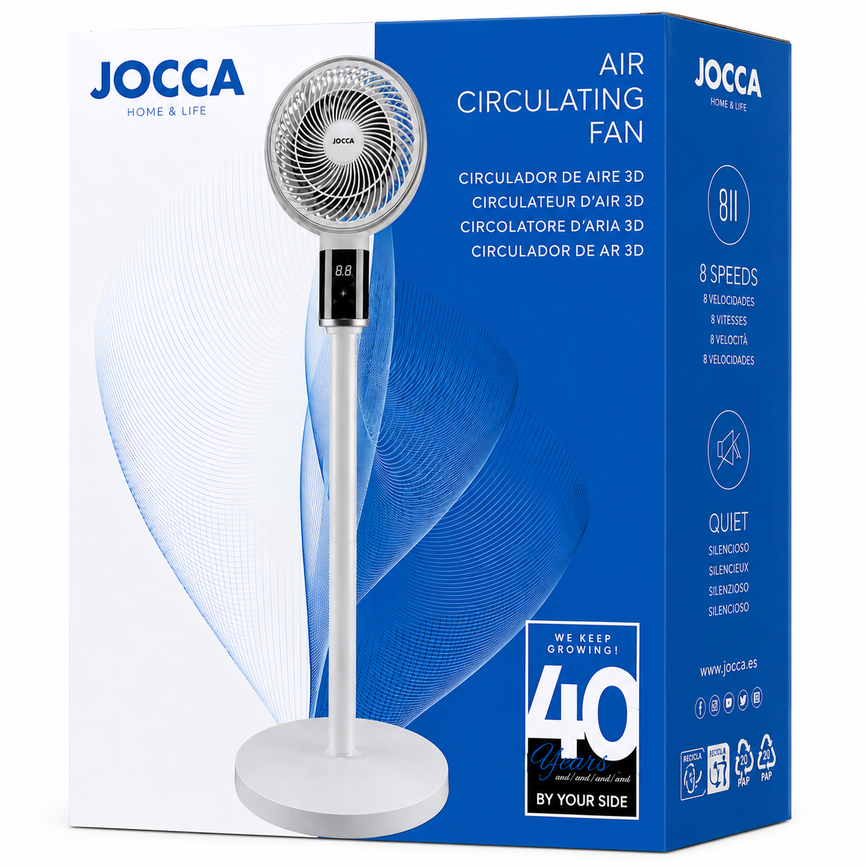 Jocca Ventilateur Circulateur d’Air 3D sur Pied