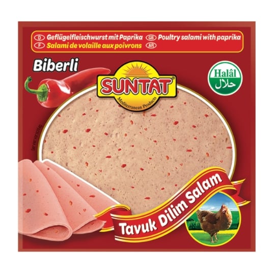 Suntat Dilim Tavuk Biberli Salam 200g – Saucisse de volaille aux poivrons tranchée