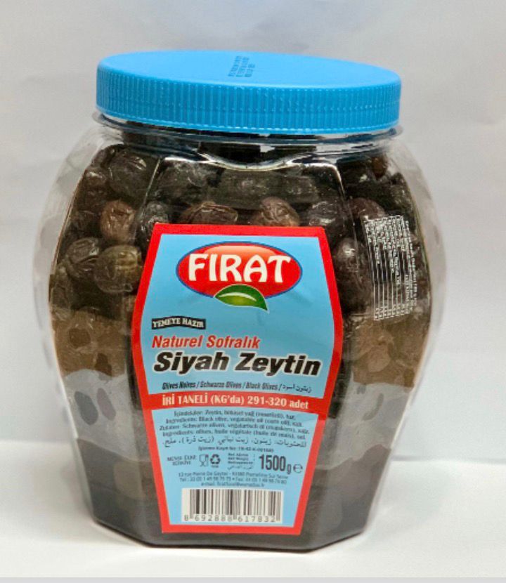 Fırat Siyah Zeytin İri Boy PET 1500g – Olives noires gros calibre